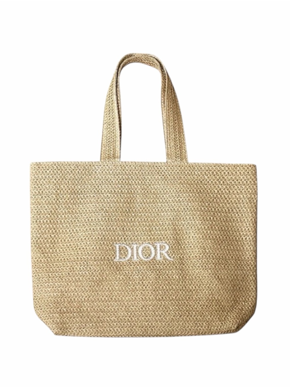 Christian Dior Beauty Logo Large Woven Raffia Straw Tote Bag Natural VIP